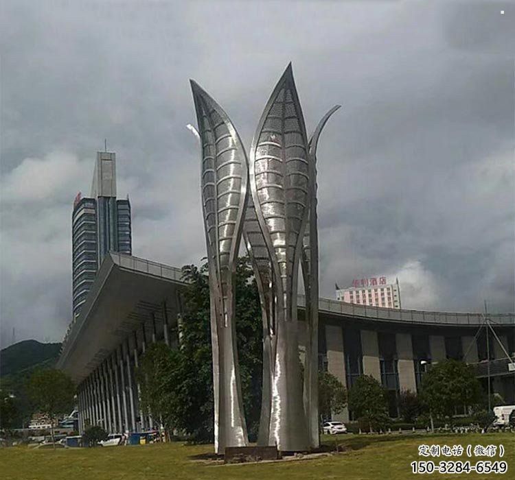 树叶雕塑生产，美陈雕塑，制造镜面不锈钢树叶雕塑厂家