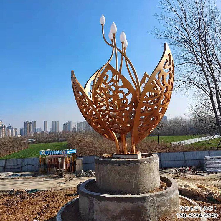 镂空树叶雕塑定价，广场雕塑，烤漆树叶雕塑优价