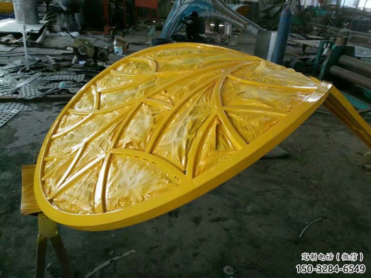 树叶雕塑承接，街道标识，彩绘烤漆树叶雕塑厂家