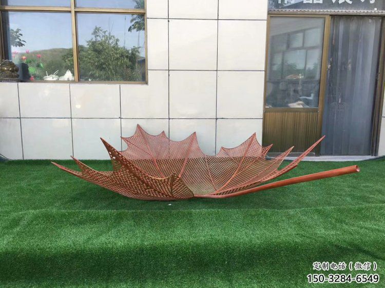 镂空树叶雕塑制作，美陈雕塑，铁艺树叶雕塑观赏型