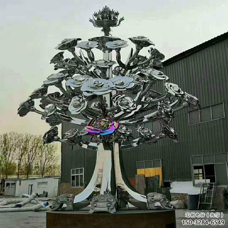 花树雕塑工厂，广场雕塑，不锈钢花树雕塑点击