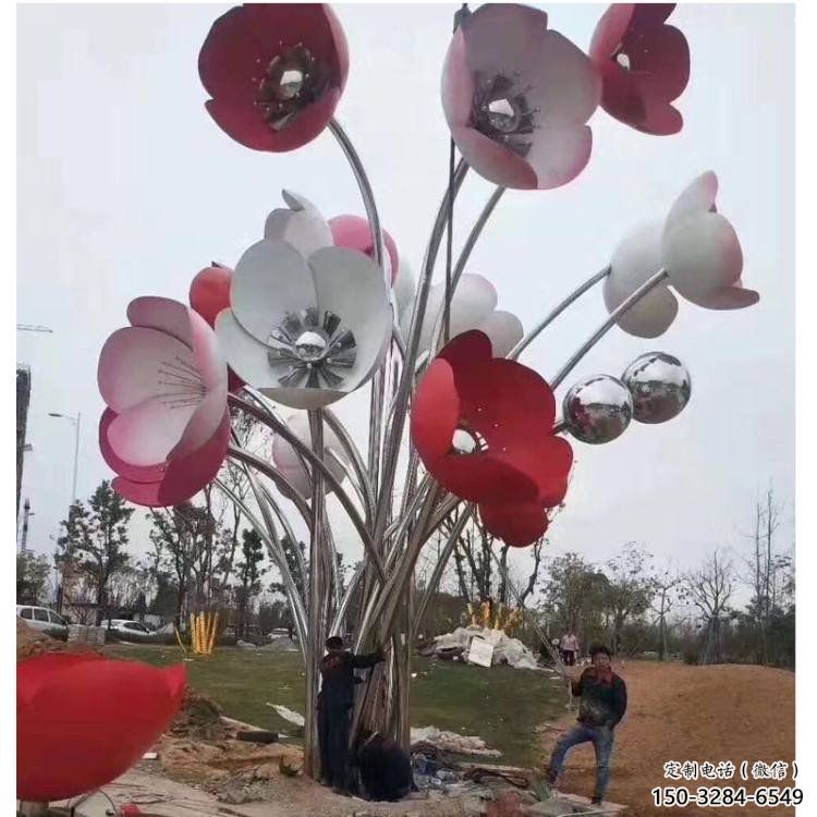 花树雕塑加工，烤漆工艺，不锈钢花树雕塑厂家精选
