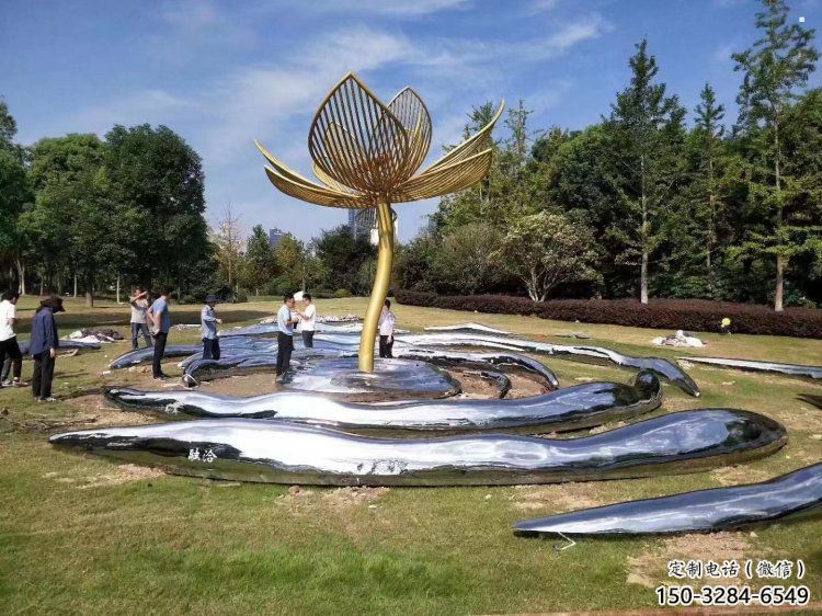 花树雕塑制造商，街景小品，不锈钢花树雕塑定制