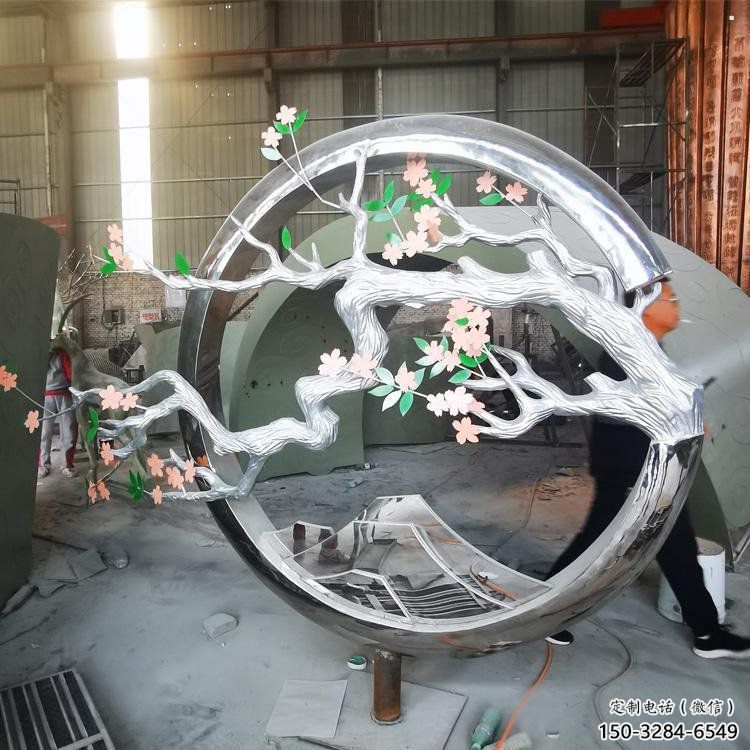 梅花树雕塑厂家，花园小品，不锈钢梅花树雕塑精选