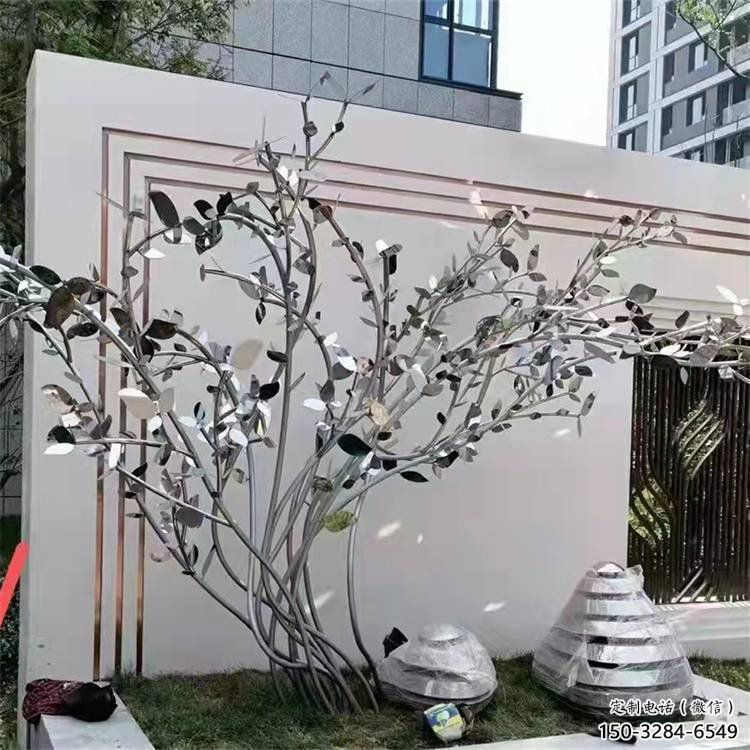 枫树雕塑优选，白钢构件，不锈钢枫树雕塑工程