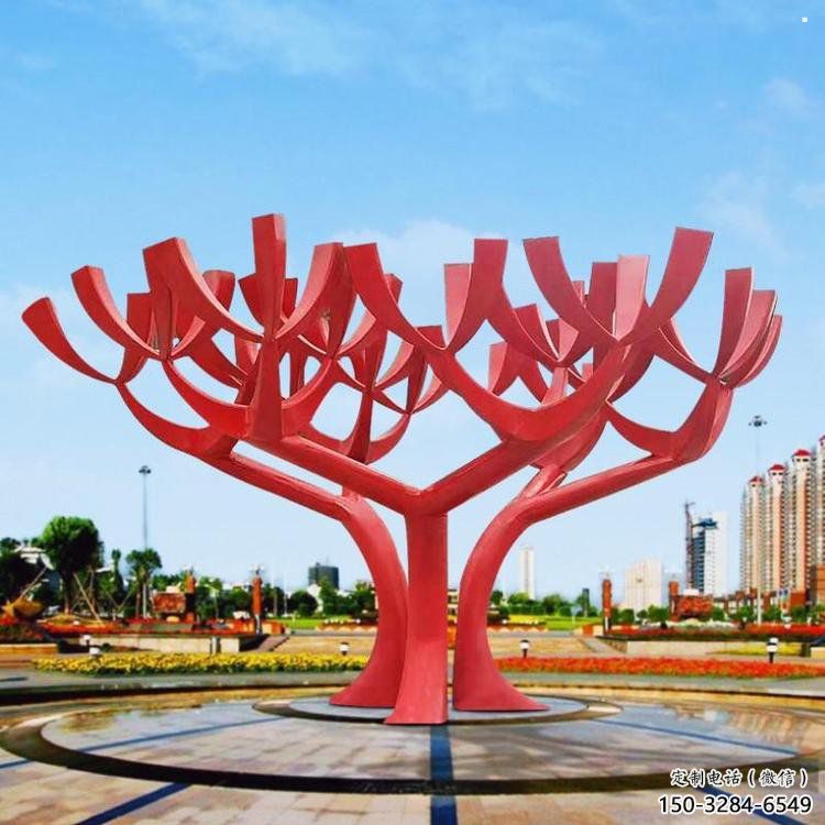 树干雕塑厂家，圆雕体系，烤漆不锈钢树干雕塑厂家