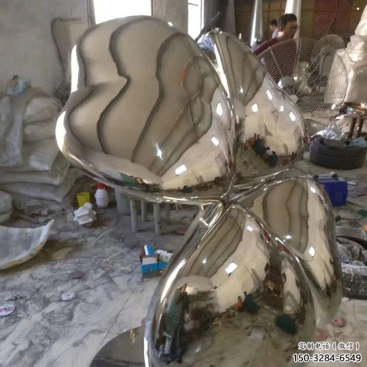 四叶草雕塑订做，街道标识，不锈钢四叶草雕塑定做
