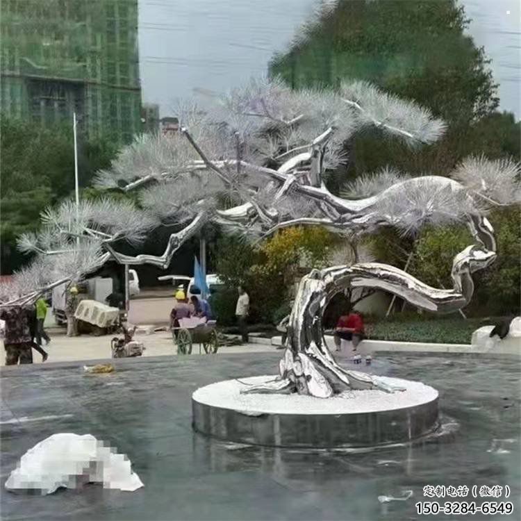 松树雕塑制造商，美陈雕塑，不锈钢松树雕塑厂家