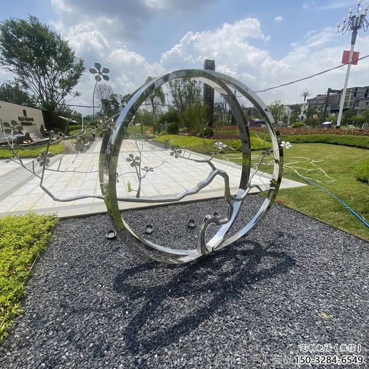 圆环树雕塑预定，户外雕塑，不锈钢圆环树雕塑特供