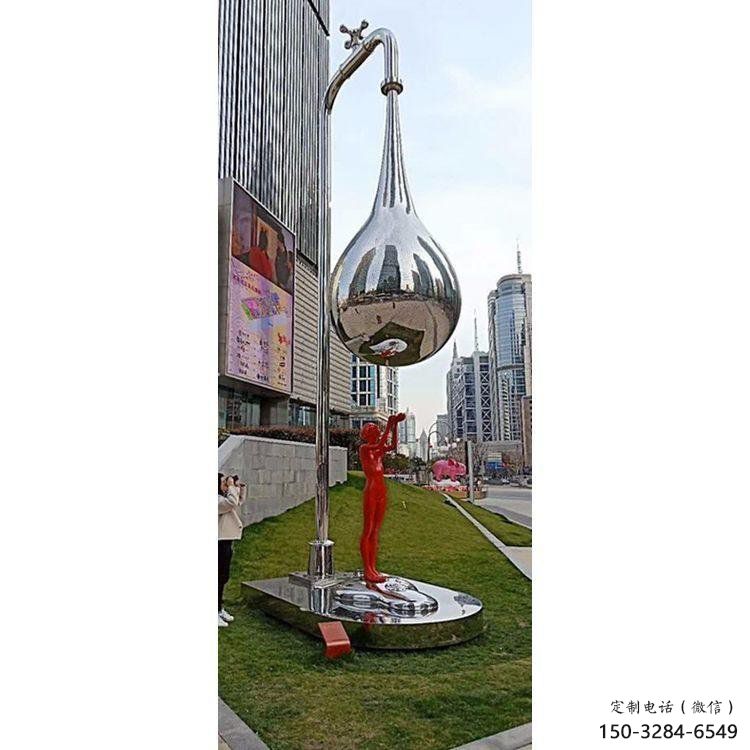 水滴雕塑专供，园林装饰，不锈钢镜面水滴雕塑批发
