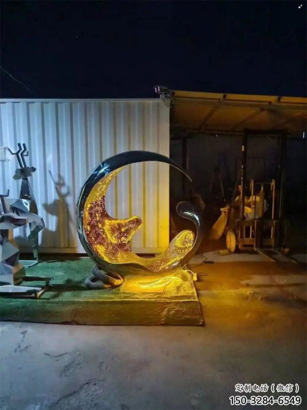 灯光水滴雕塑厂家，抽象理念，不锈钢环形水滴雕塑