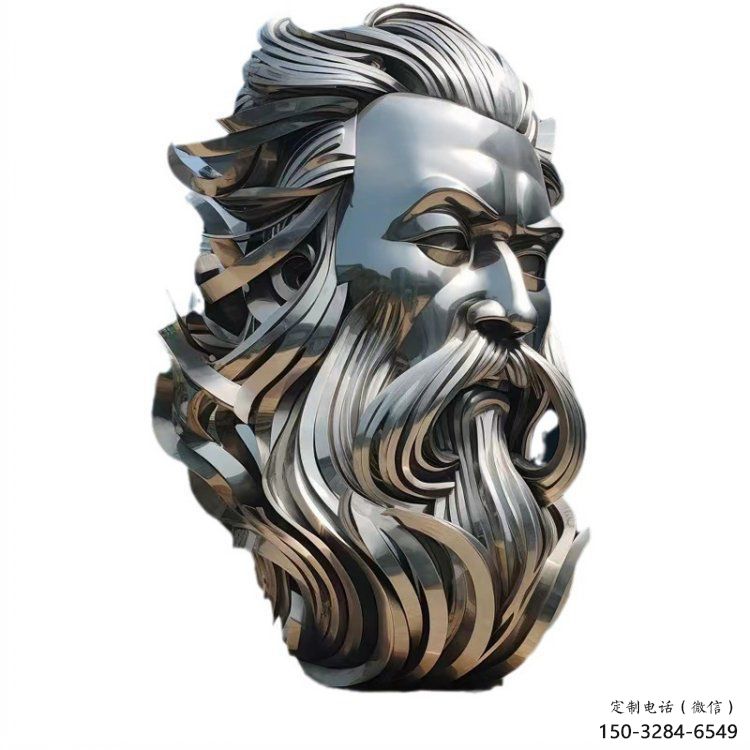 白钢人头像雕塑供需，标识雕塑，镜面西方人雕塑制造商