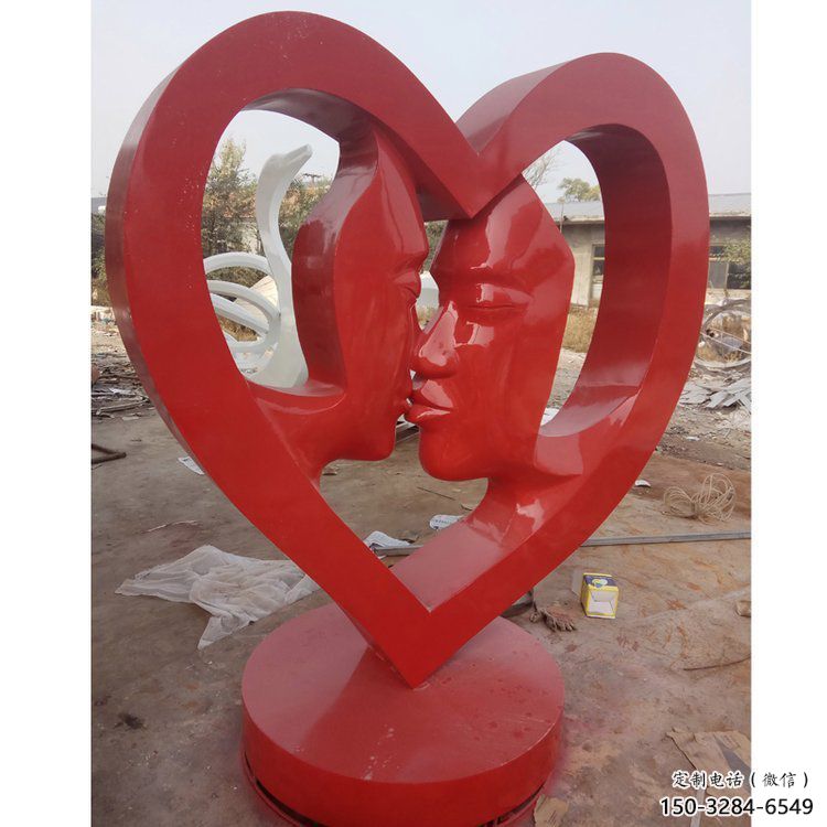 爱心雕塑展品，彩钢制作，酒店烤漆爱心雕塑精品