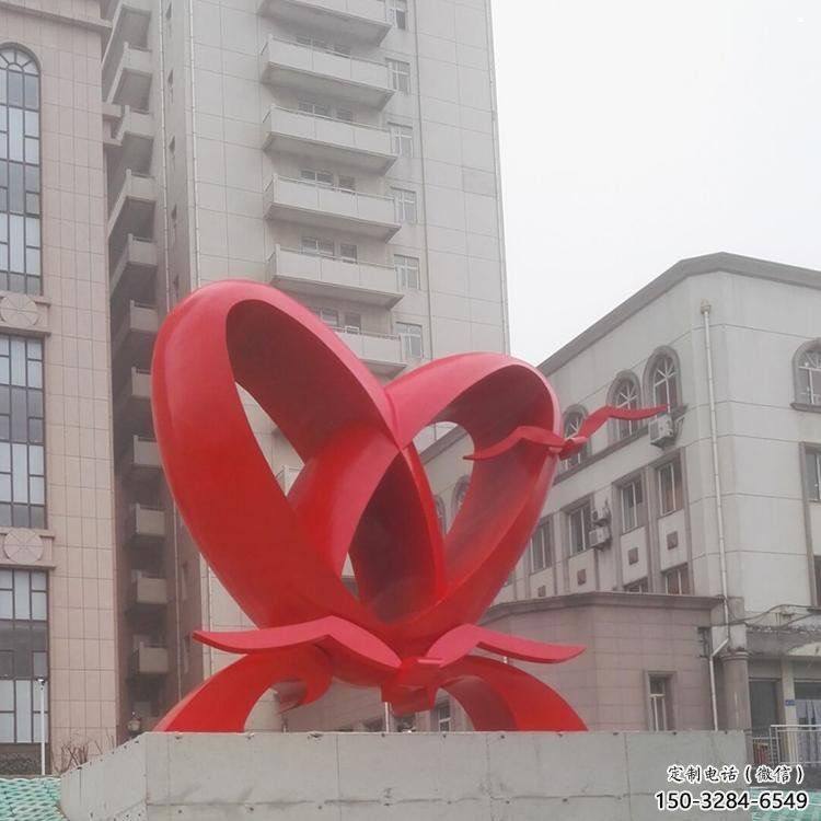 双心雕塑制造商，城区小品，不锈钢双心雕塑定制