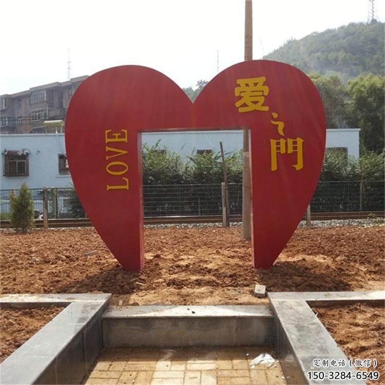 桃心雕塑常用，公园小品，不锈钢桃心雕塑生产商