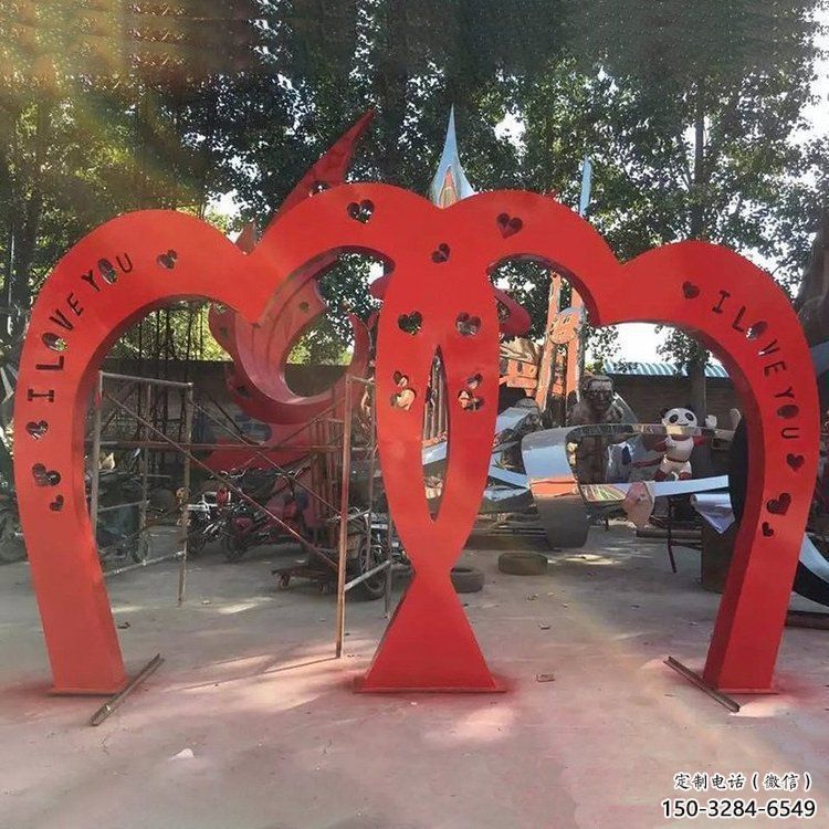 景观心心相印雕塑定做，小区摆件，美陈雕塑制作