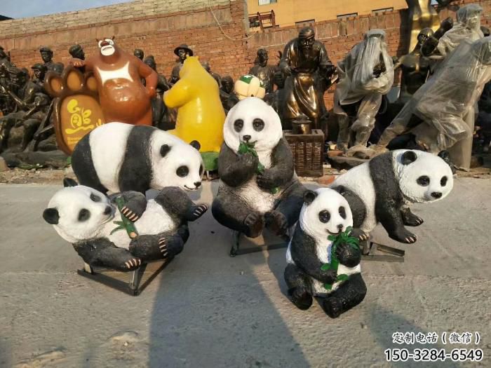 景观熊猫雕塑选定，美陈雕塑，现代艺术彩绘熊猫雕塑厂家