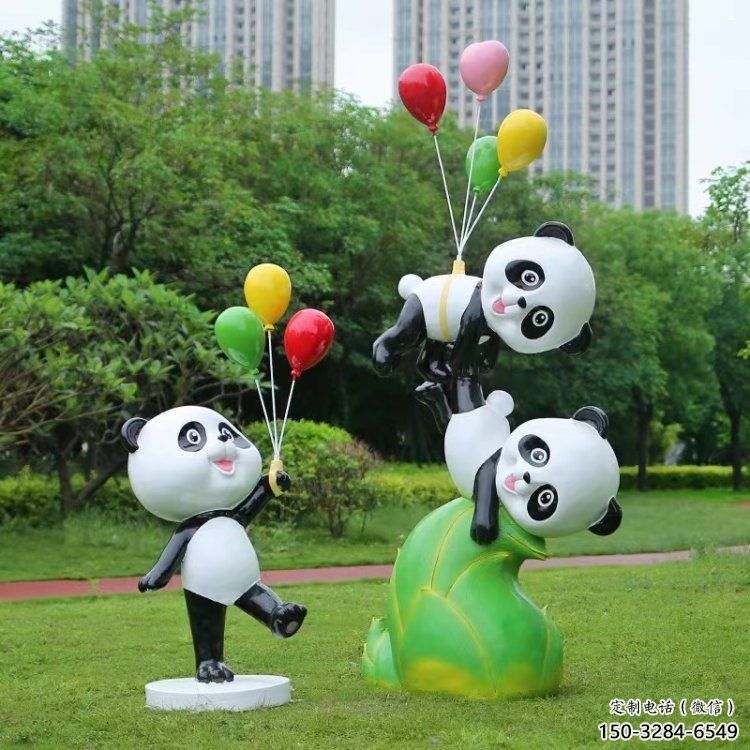 熊猫雕塑厂家优选，城市装饰，展示卡通熊猫雕塑定做
