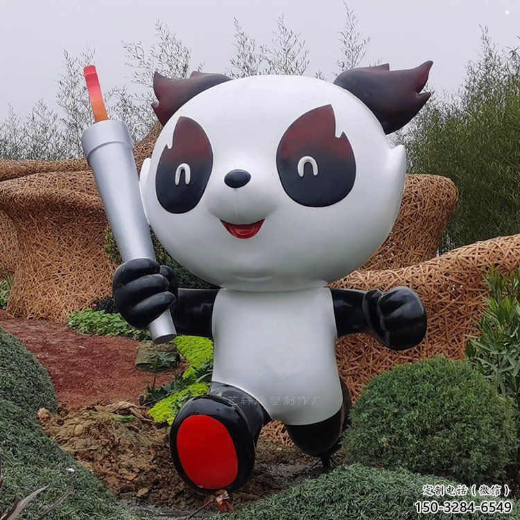 熊猫雕塑供给，中式工艺，卡通艺术熊猫雕塑精品