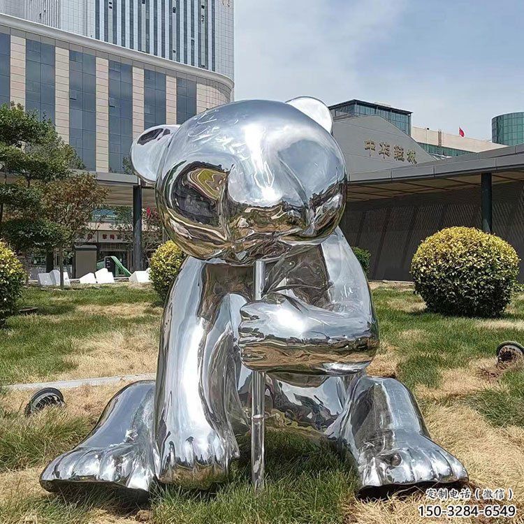 艺术熊猫雕塑承接，景区案例，公园不锈钢熊猫雕塑定制