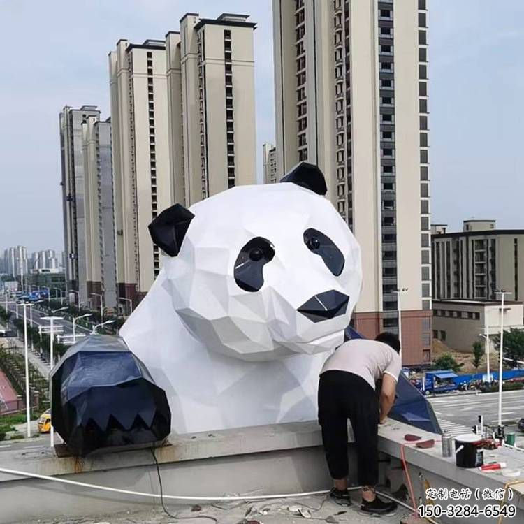 抽象熊猫雕塑展品，小区雕塑，切面熊猫雕塑工程制作