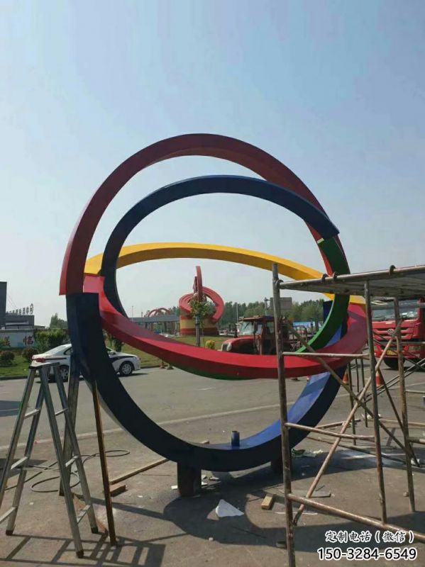 广场双环雕塑批发，广场系列，不锈钢双环雕塑定价