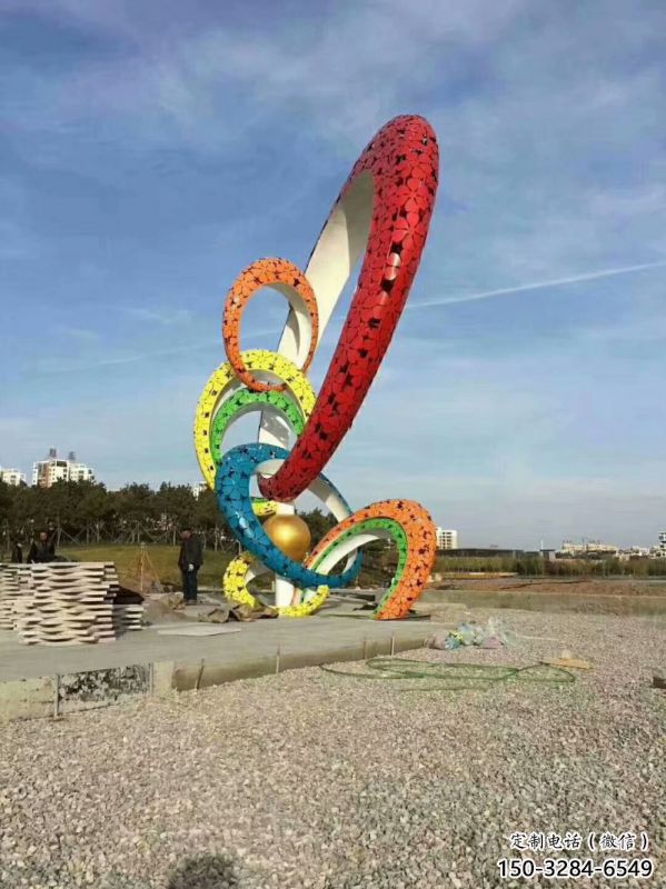 双环雕塑摆件供需，彩钢制作，大型不锈钢双环雕塑公司