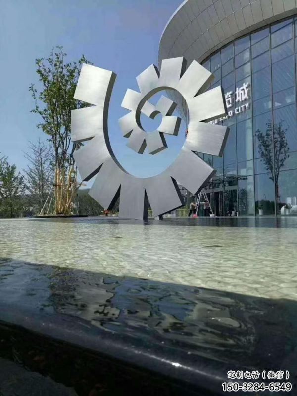 烤漆圆环雕塑制造商，室外软装，灯光圆环雕塑制作承接