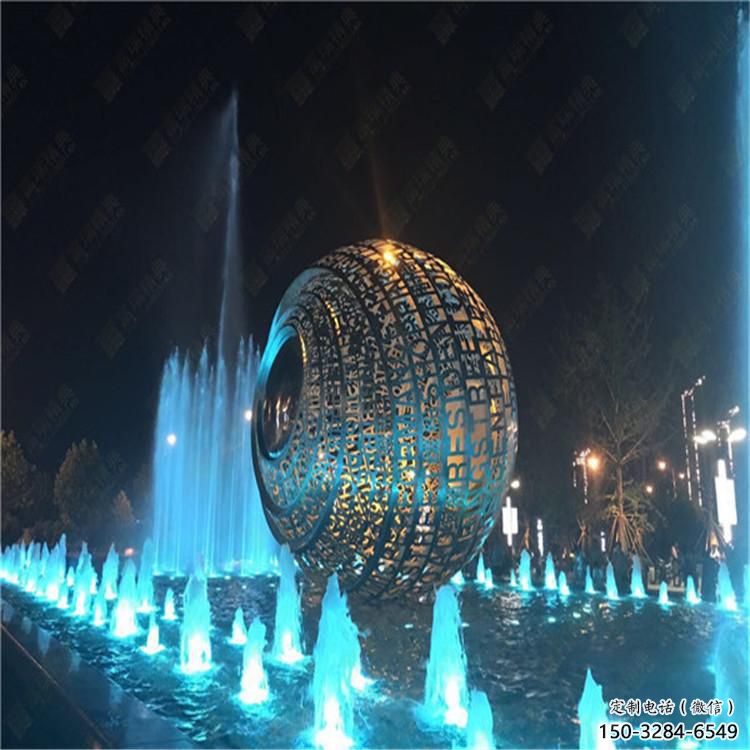 水景圆环雕塑，灯光配置，灯光圆环雕塑制作厂家