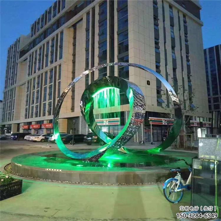 圆环雕塑常用，钢管组合，灯光圆环雕塑定价