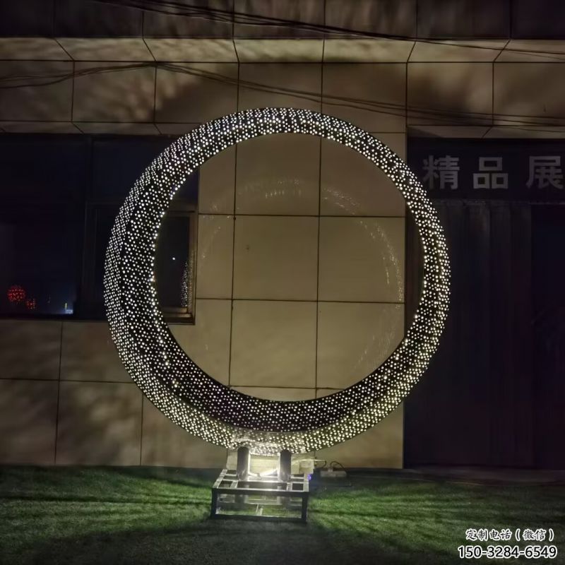 圆环雕塑供应，城区小品，灯光圆环雕塑制造商