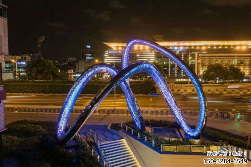 圆环雕塑供给，中式工艺，灯光圆环雕塑精品
