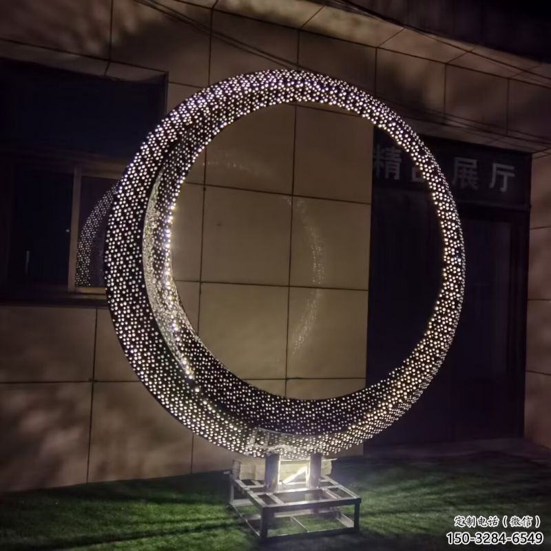 圆环雕塑通用，街道标识，灯光圆环雕塑承接