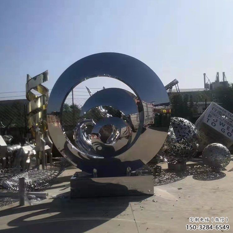 步行街圆环雕塑，锻造景观雕塑，镂空方式