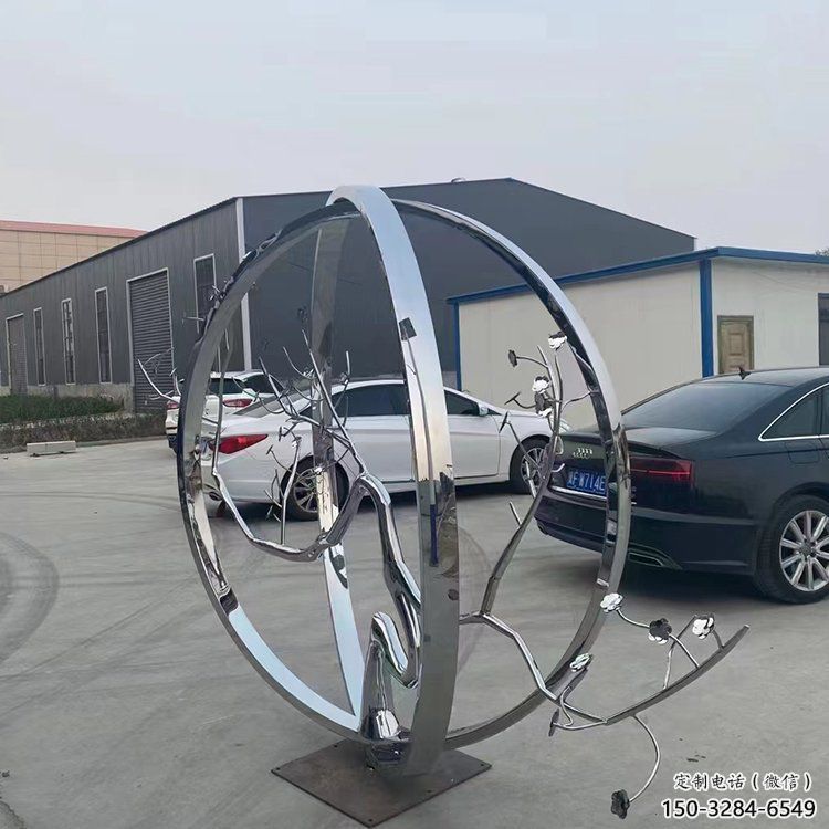 城市圆环雕塑，网格景观雕塑，抛光效果