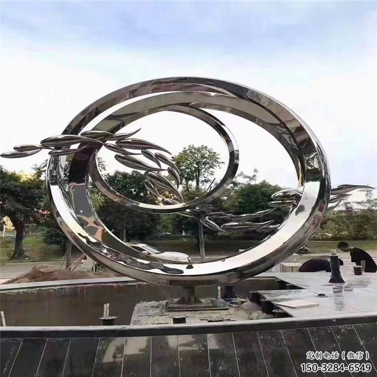 圆环雕塑常用，公园小品，房地产不锈钢圆环雕塑生产商