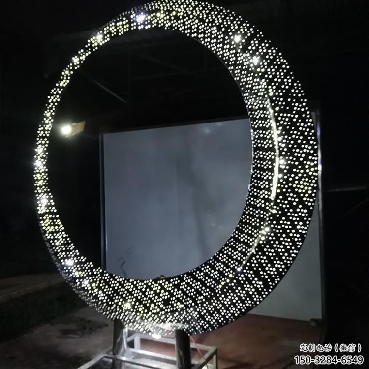 圆环雕塑定制，小区雕塑，建筑不锈钢圆环雕塑提供