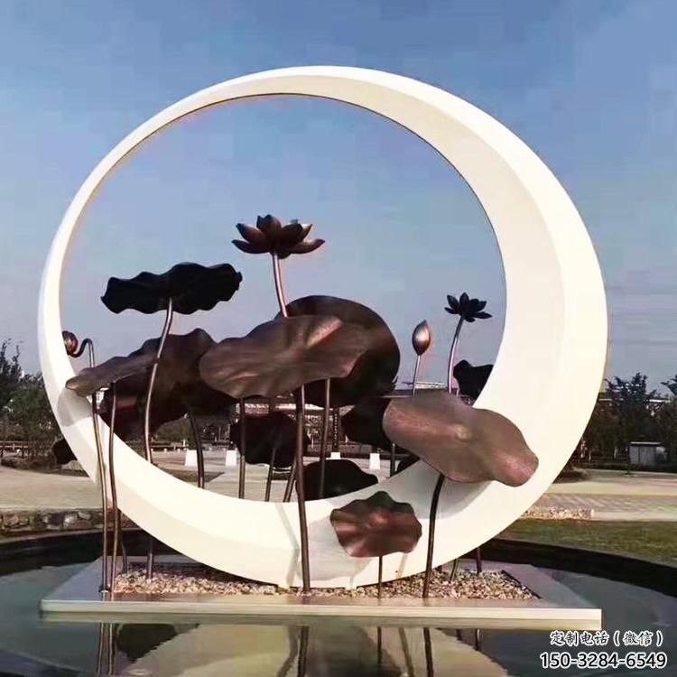 圆环雕塑供求，白钢构件，不锈钢圆环雕塑观赏型