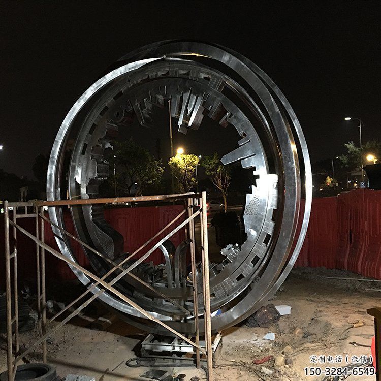 圆环雕塑制造商，酒店摆件，不锈钢圆环雕塑定制