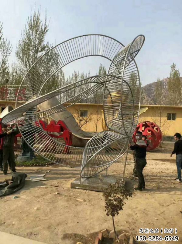 雕塑圆环精选，中式工艺，烤漆圆环雕塑供给