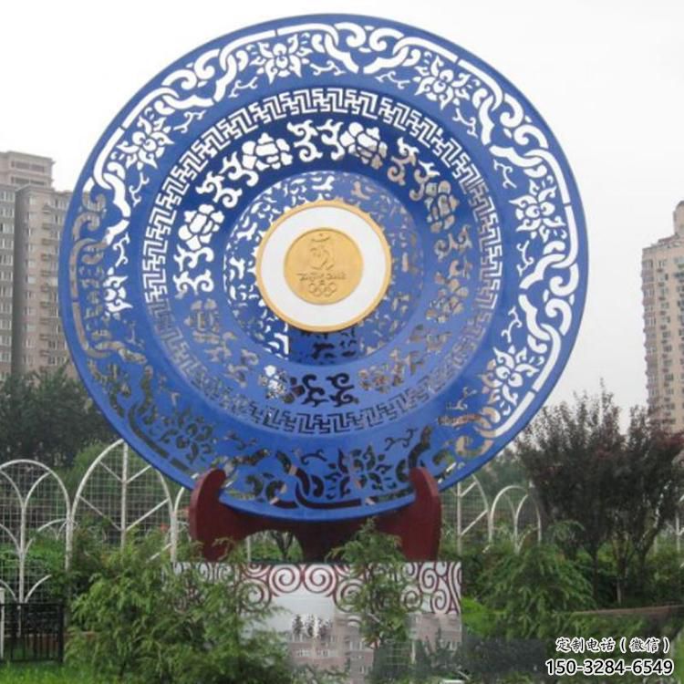 建筑圆环雕塑承接，美陈雕塑，烤漆圆环雕塑定制