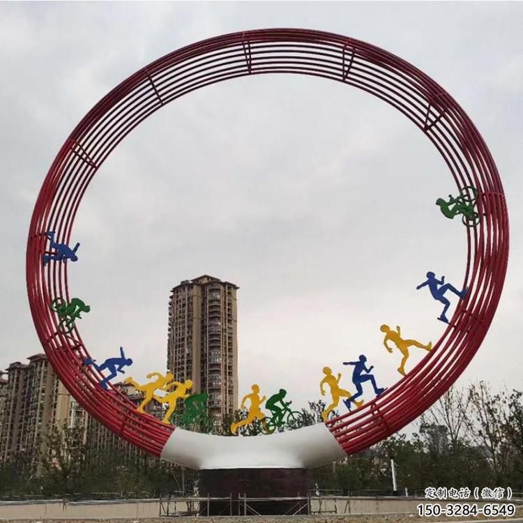 圆环雕塑点击，地标摆件，烤漆圆环雕塑承接