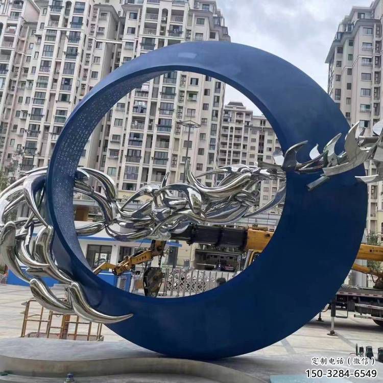 圆环雕塑订做，城市雕塑，烤漆圆环雕塑专供