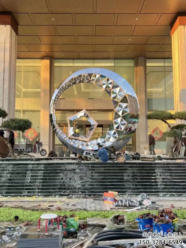 圆环雕塑定价，景观概念，烤漆圆环雕塑预定