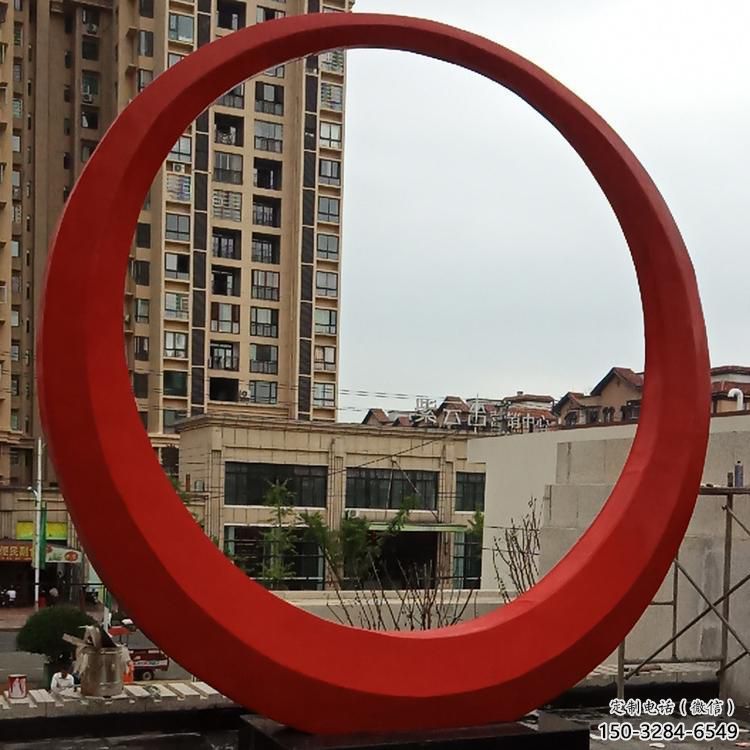 圆环雕塑观赏型，标识雕塑，纪念烤漆圆环雕塑展品