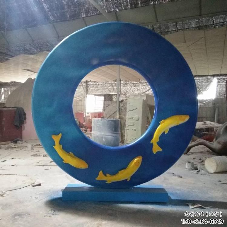 圆环雕塑精品，标识雕塑，小区烤漆圆环雕塑供给