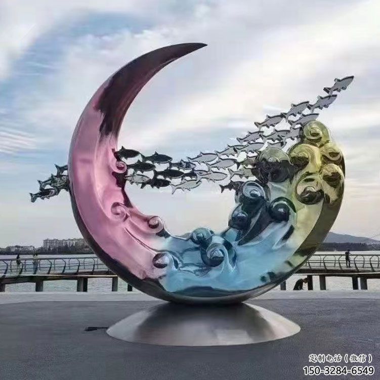 圆环雕塑制作，村标概念，烤漆圆环雕塑专供