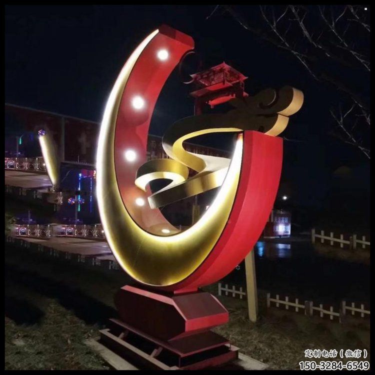 月亮雕塑观赏型，街景小品，镂空月亮雕塑主题常用