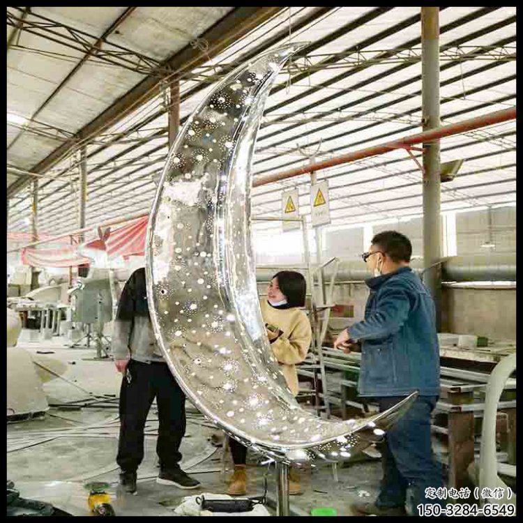 月亮雕塑制作专供，园林装饰，建筑镂空月亮雕塑批发
