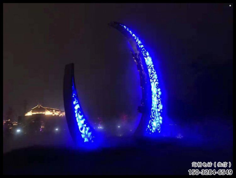 房地产月牙雕塑，仿古景观雕塑，喷砂制造